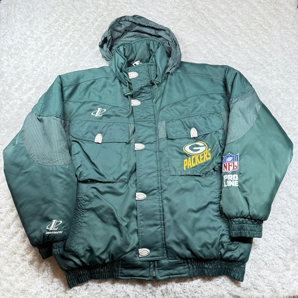 Vintage Green Bay Packers Jacket Mens XL Green Logo Athletic NFL Pro Line 90s